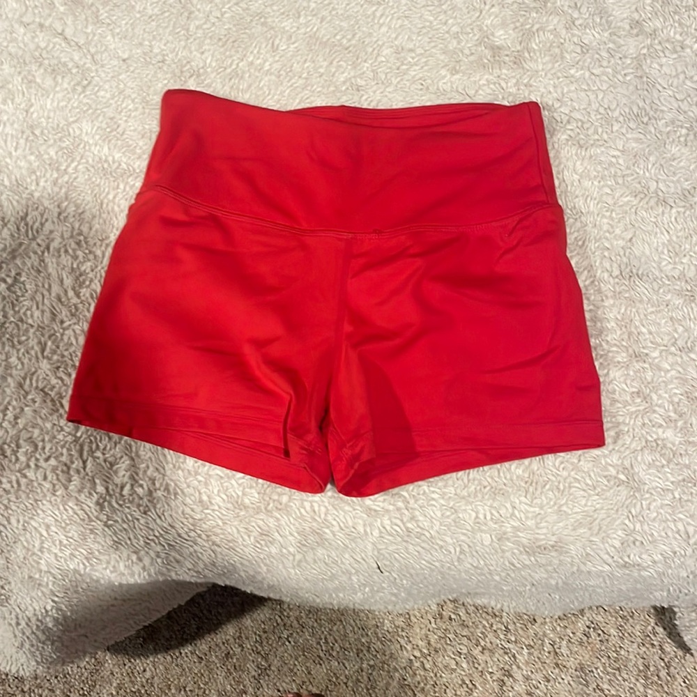 Red biker shorts
